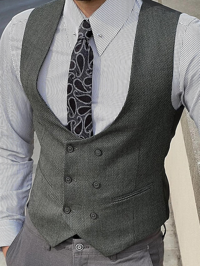 Men's Business Double Breasted Six-buttons Vest - Image 2