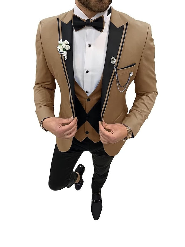 Men's Tailored Fit Single Breasted One-button 3 Pieces Wedding Suits - 画像 (8)