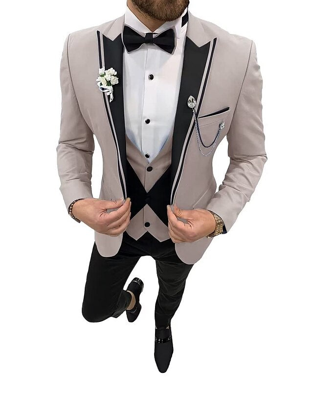 Men's Tailored Fit Single Breasted One-button 3 Pieces Wedding Suits - 画像 (11)