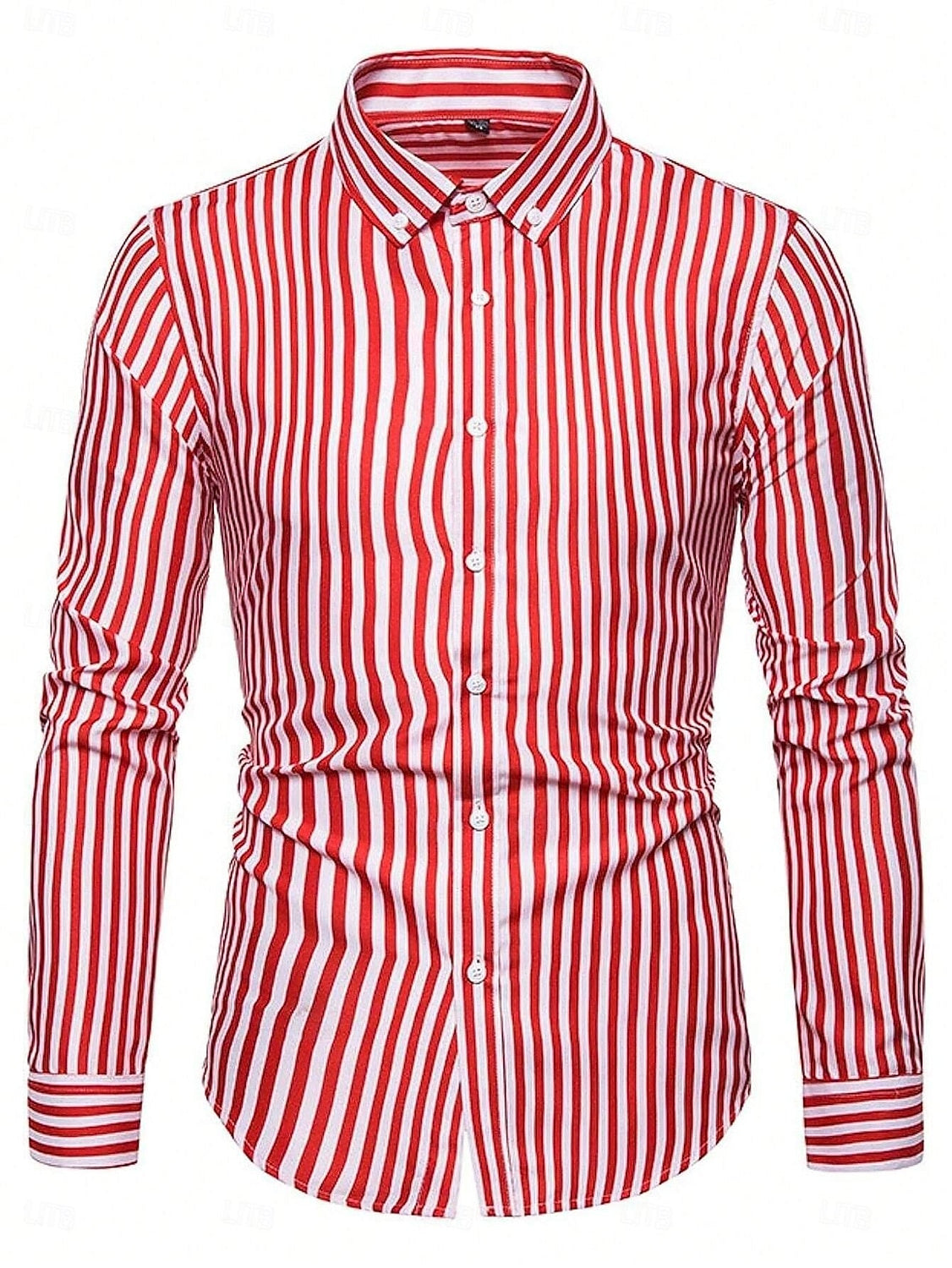 Men's Casual Cotton Blend Long Sleeves Stripes Shirt - Image 2