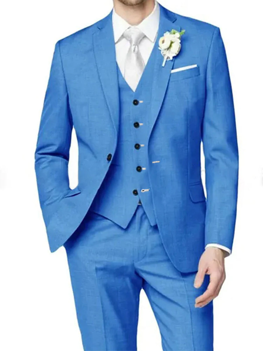 Lilac Men's Formal Notch Tailored Fit Single Breasted One-button Wedding Party Suits - 画像 (7)