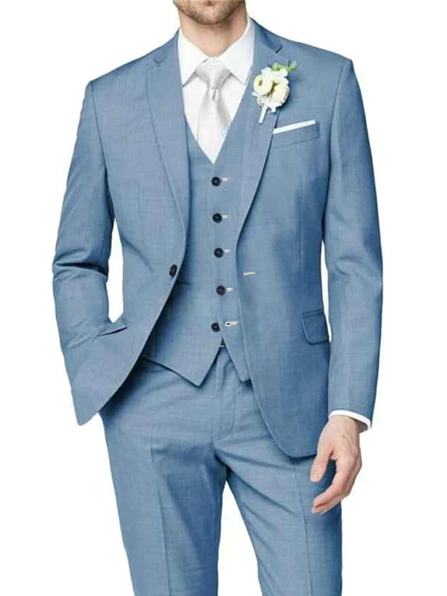 Lilac Men's Formal Notch Tailored Fit Single Breasted One-button Wedding Party Suits - 画像 (9)