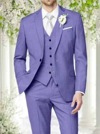 Lilac Men's Formal Notch Tailored Fit Single Breasted One-button Wedding Party Suits