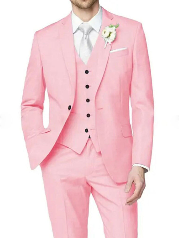 Lilac Men's Formal Notch Tailored Fit Single Breasted One-button Wedding Party Suits - 画像 (5)