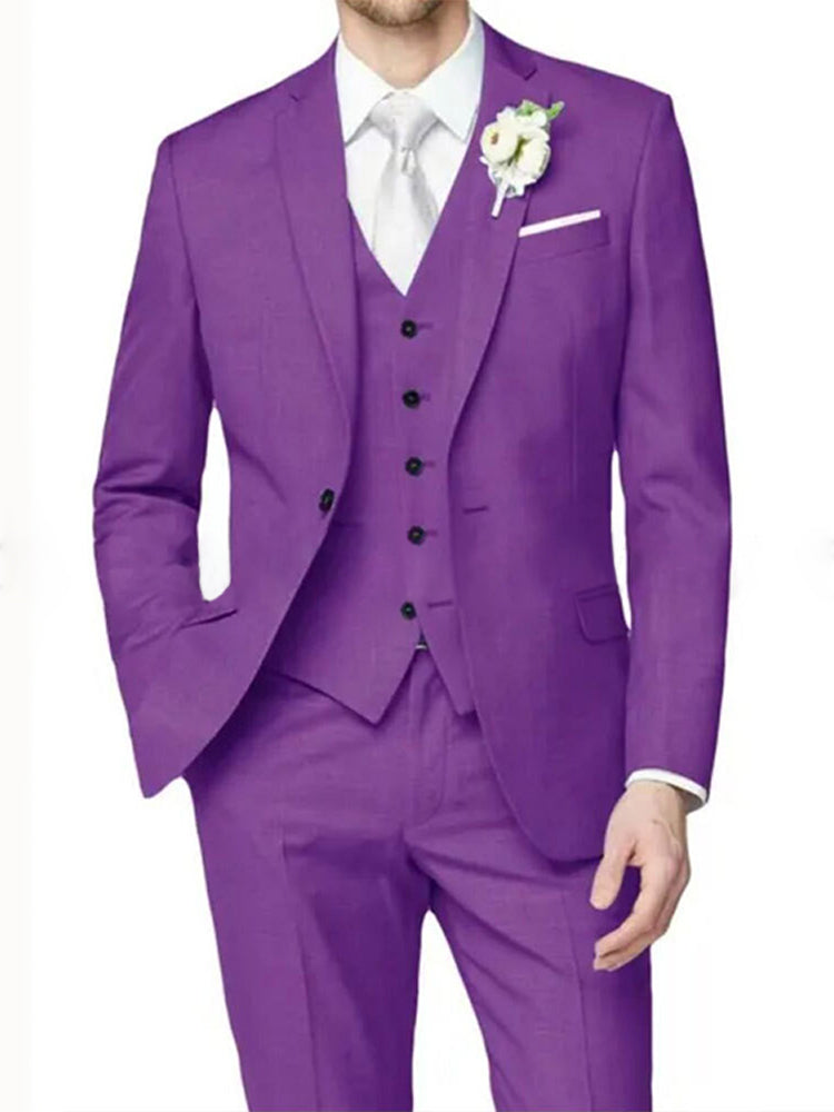 Lilac Men's Formal Notch Tailored Fit Single Breasted One-button Wedding Party Suits - 画像 (8)