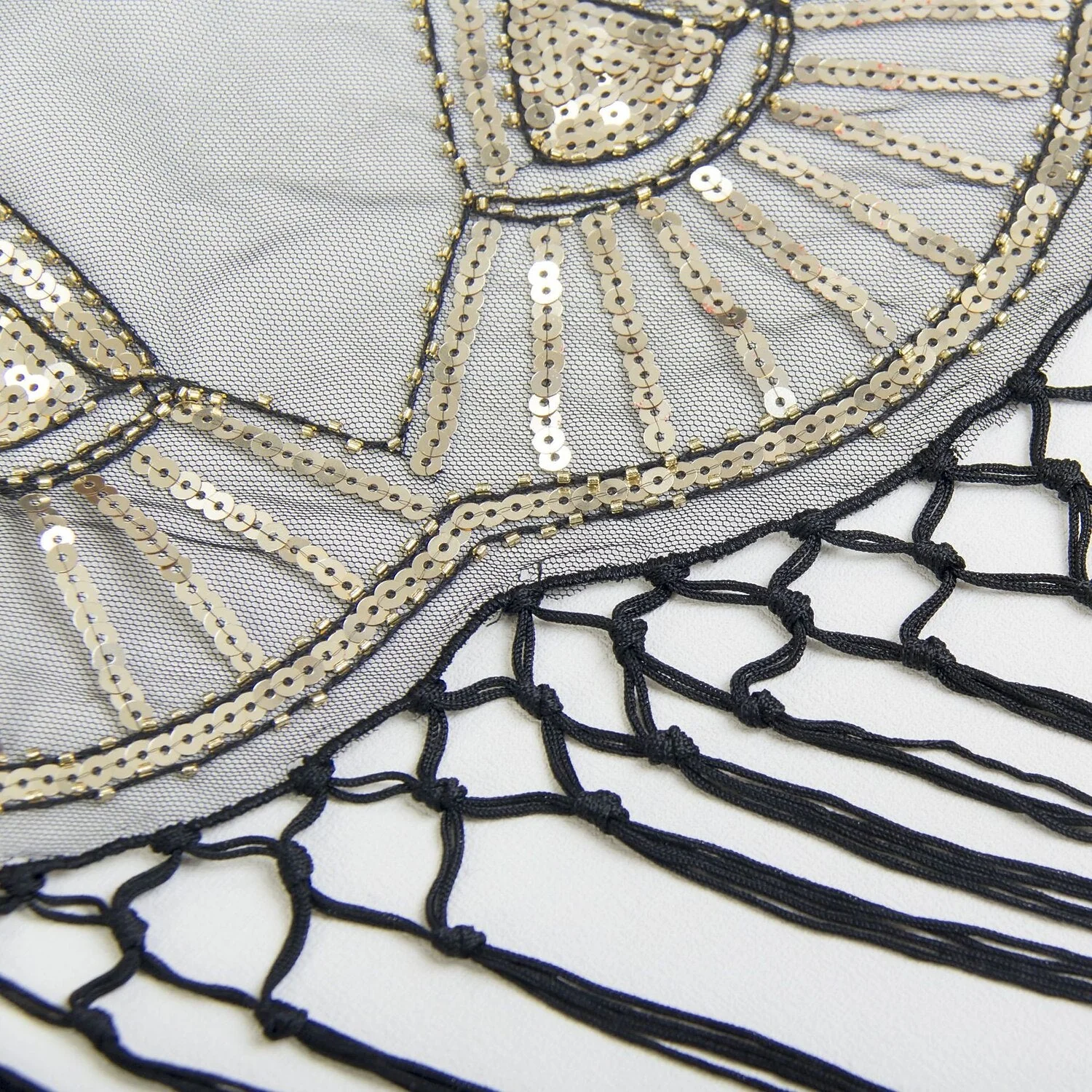 Women's Sequins Tassel Fringe Vintage Dress Cape Wrap Shawls - 画像 (6)