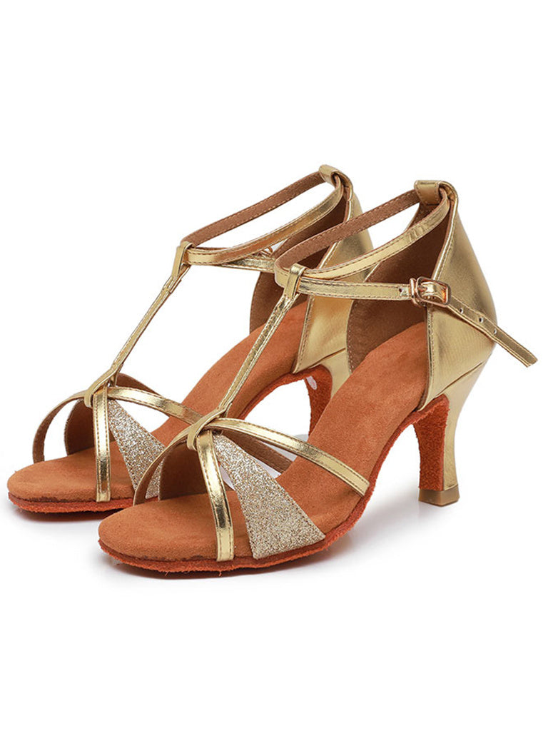 Women's Dancewear Shoes  Rhinestone Sparkling Glitter Buckle High Heel Peep Toe Latin Shoes - 画像 (3)