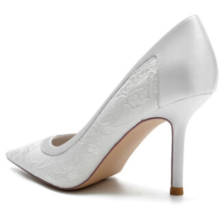 Women's Wedding Elegant Pointed Toe High Heel Minimalist Lace Bridal Shoes