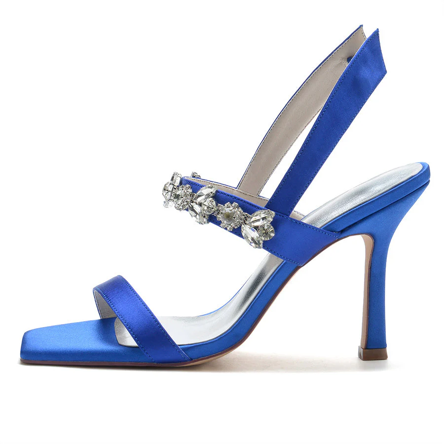 Women's Wedding Shoes High Heel Opened Toe Bridal Shoes with Rhinestones - Image 4