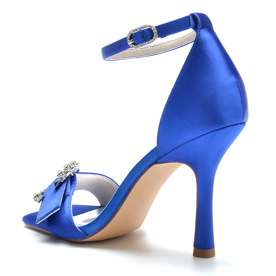 Women's Wedding Shoes Opened Toe High Heel Bridal Shoes with Circle Crystals - Image 2