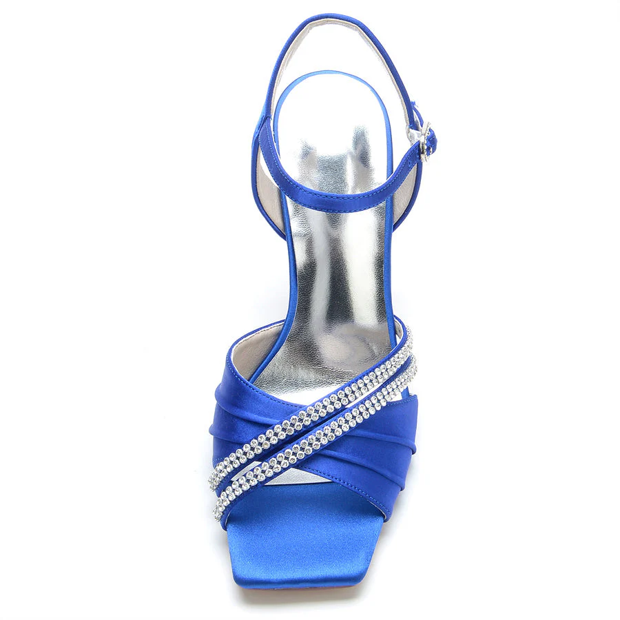 Women's Wedding Shoes Opened Toe High Heel Elegant Bridal Shoes with Crystals - Image 3