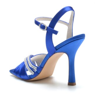 Women's Wedding Shoes Opened Toe High Heel Elegant Bridal Shoes with Crystals