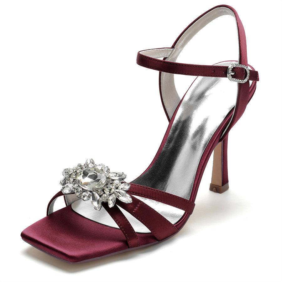 Women's Wedding Shoes Opened Toe High Heel Elegant Bridal Shoes with Rhinestones - Image 11