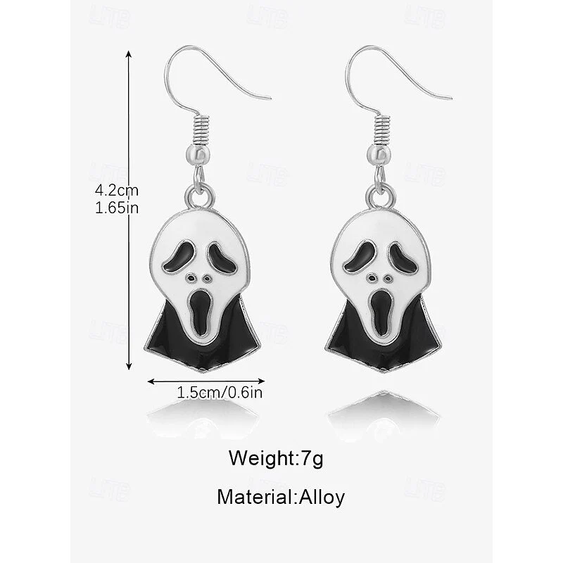 Halloween Black Bow Tie Red Diamond Pumpkin Gothic Earrings Jewelry Set - 画像 (12)