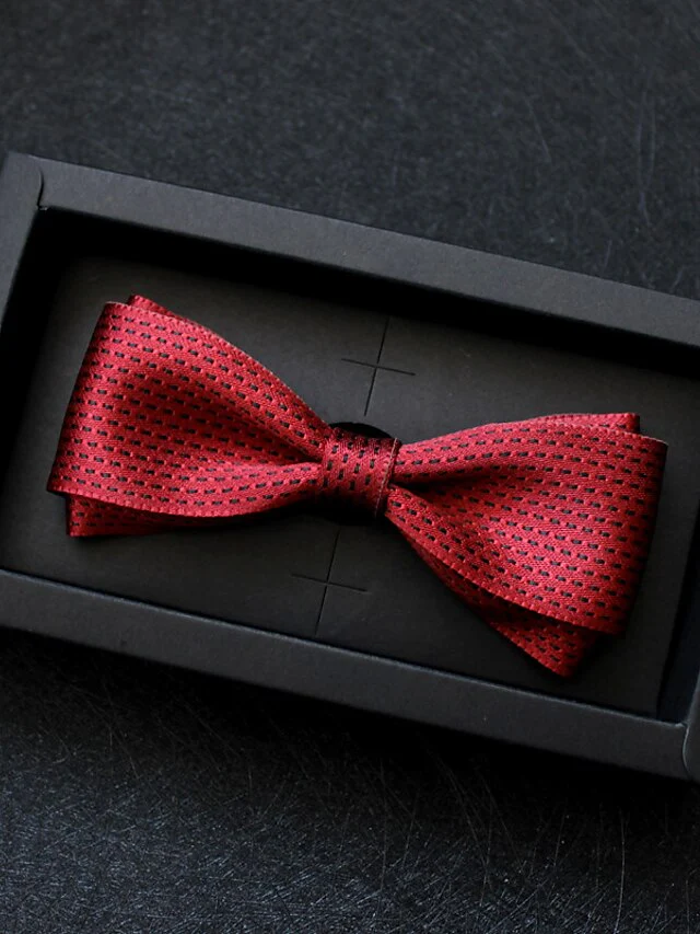 Men's Basic Bow Tie Silver Black Red - Image 2