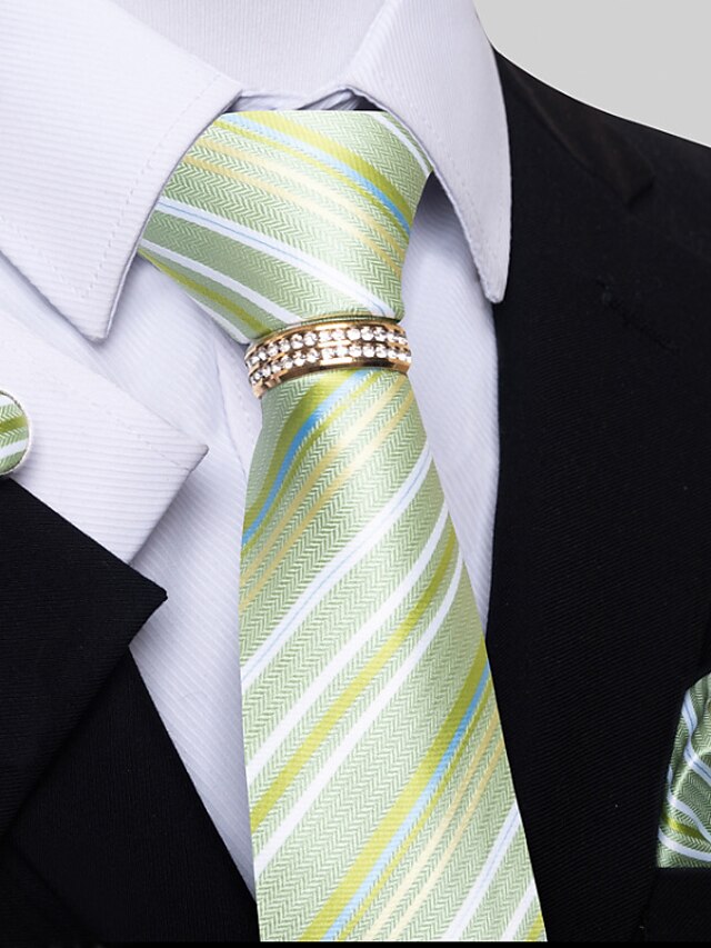 Men's Basic Ties Solid Color Light Yellow White Dark Red with Rhinestone - 이미지 5