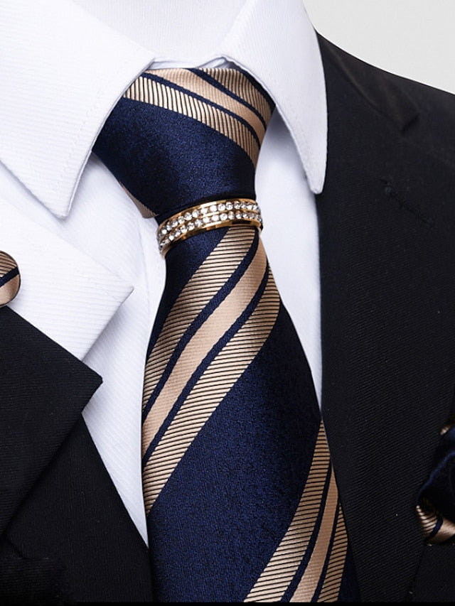 Men's Basic Ties Solid Color Light Yellow White Dark Red with Rhinestone - 이미지 7