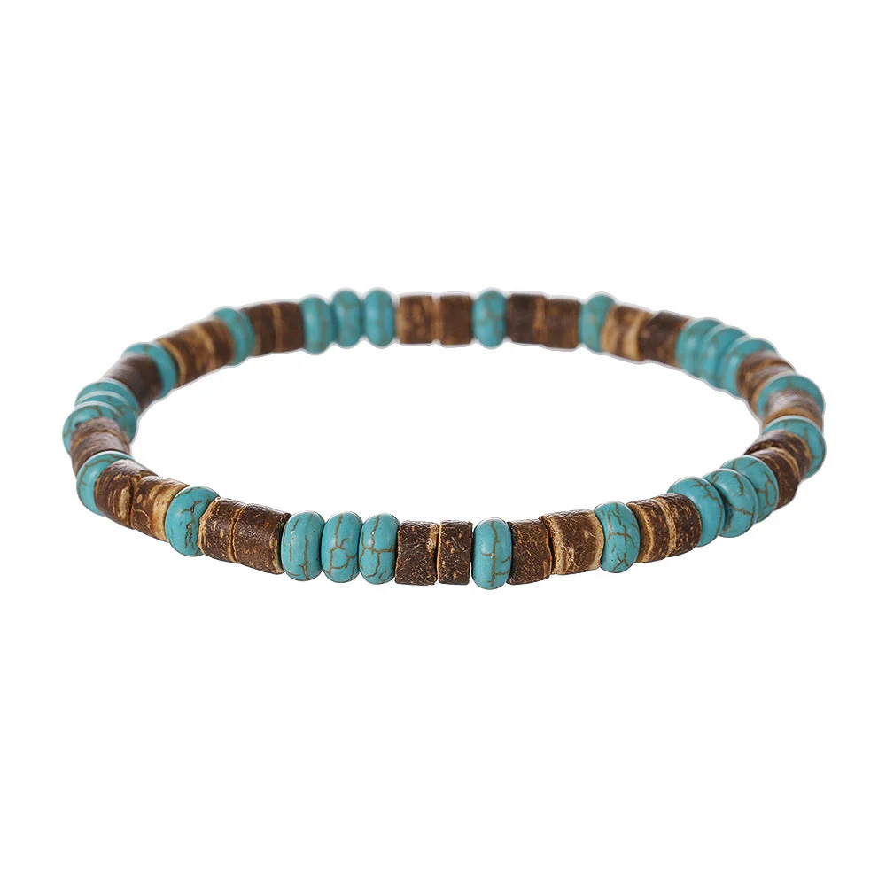 Men's Minimalist Turquoise Wooden Beads Trendy Funky Premium Bracelet Accessories - 画像 (25)