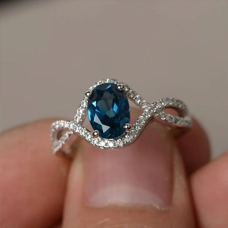 White Gold Sterling Silver Oval Cut Women's Ring Valentine's Day Engagement Wedding Jewelry - 이미지 2