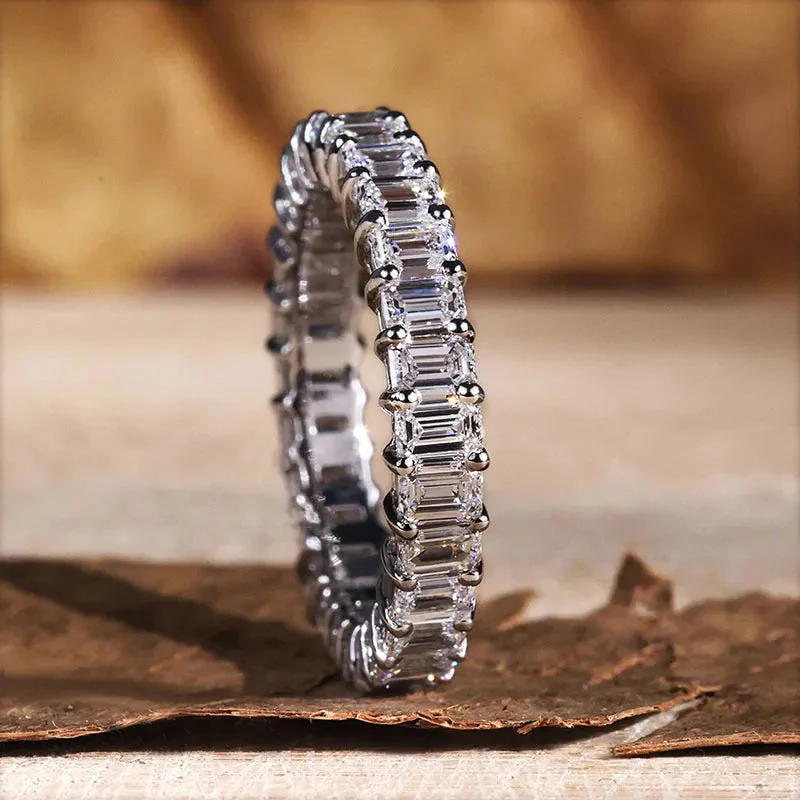 White Gold Sterling Silver Classic Emerald Cut Diamond Women's Ring Valentine's Day Engagement Wedding Jewelry - 이미지 8