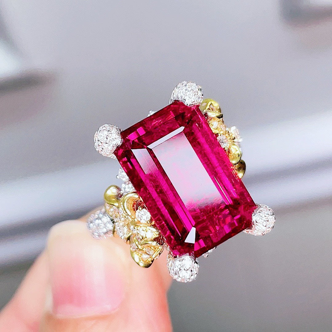 Luxurious Delicate Fuchsia Vintage Rhinestone Ring - 画像 (5)