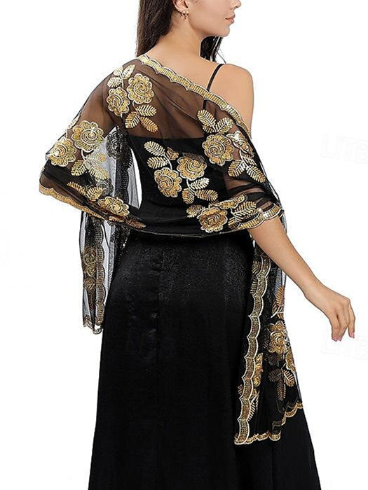 Women's Wedding Guest Sleeveless Tulle Wrap/Shawl with Sequins - Image 13