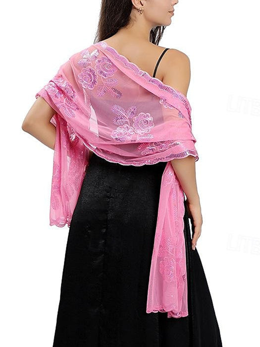 Women's Wedding Guest Sleeveless Tulle Wrap/Shawl with Sequins - Image 10