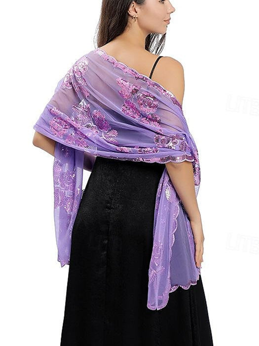Women's Wedding Guest Sleeveless Tulle Wrap/Shawl with Sequins - Image 9