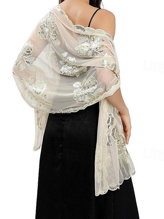 Women's Wedding Guest Sleeveless Tulle Wrap/Shawl with Sequins - Image 8