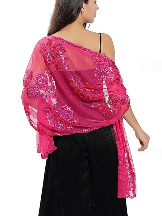 Women's Wedding Guest Sleeveless Tulle Wrap/Shawl with Sequins - Image 6