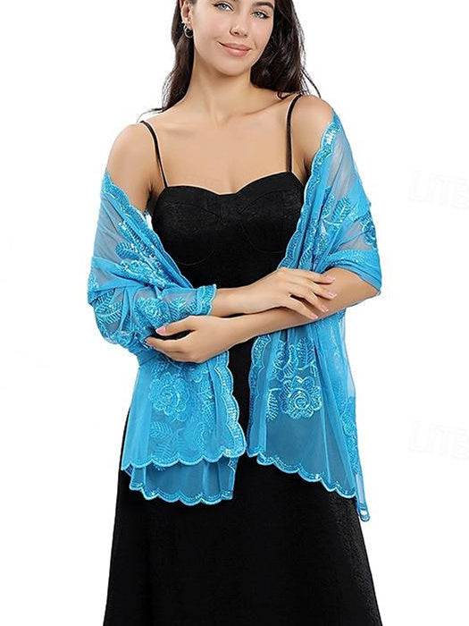 Women's Wedding Guest Sleeveless Tulle Wrap/Shawl with Sequins - Image 5