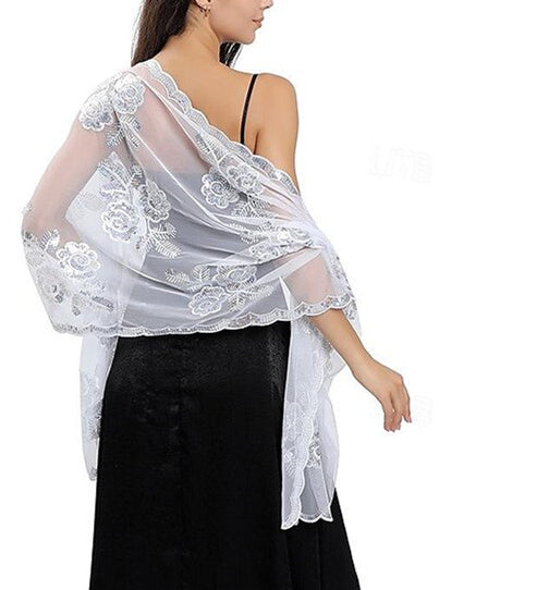 Women's Wedding Guest Sleeveless Tulle Wrap/Shawl with Sequins - Image 2