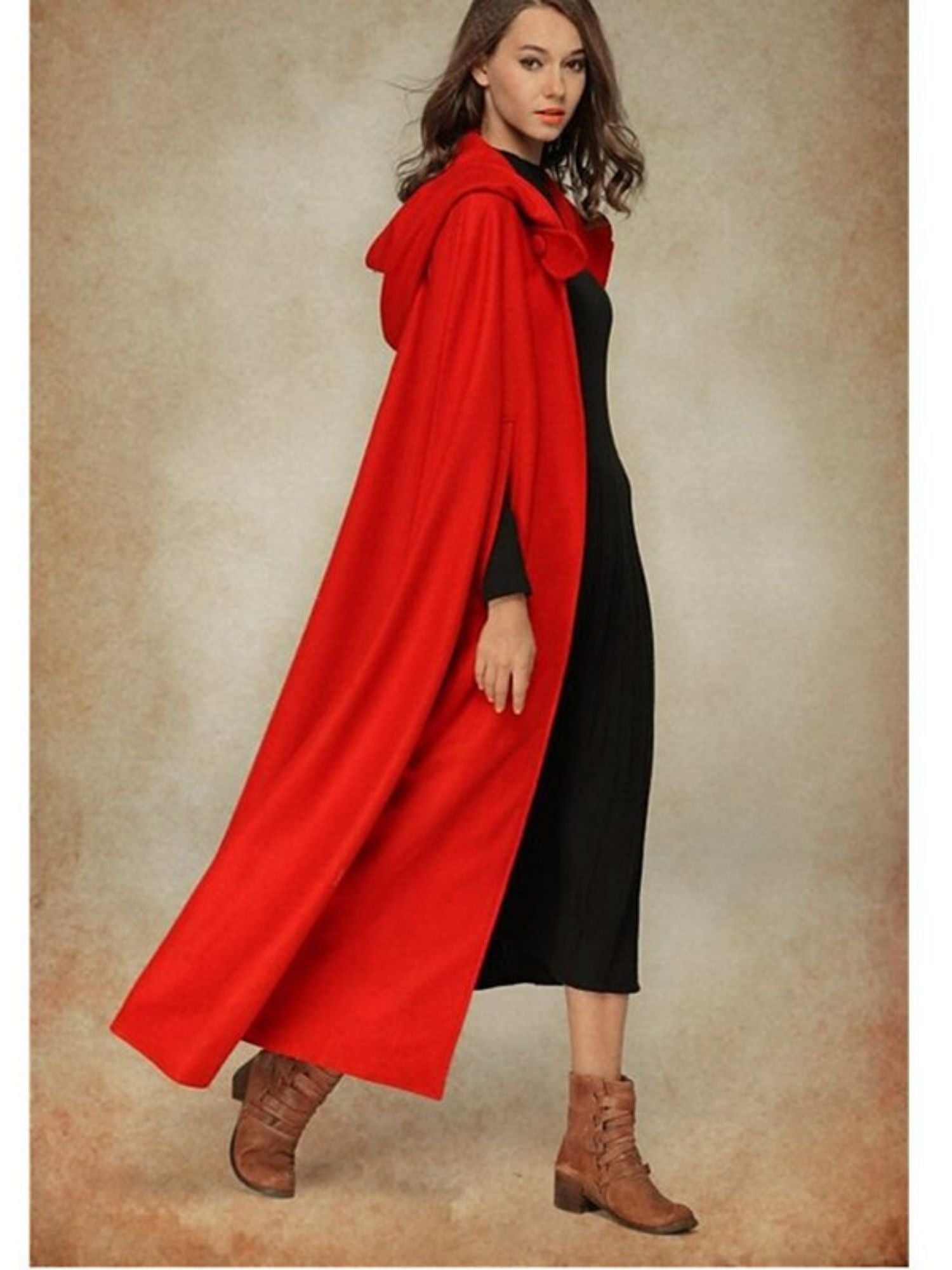 Dark Green Vintage Medieval Adult Long Hooded Cloak - Image 5