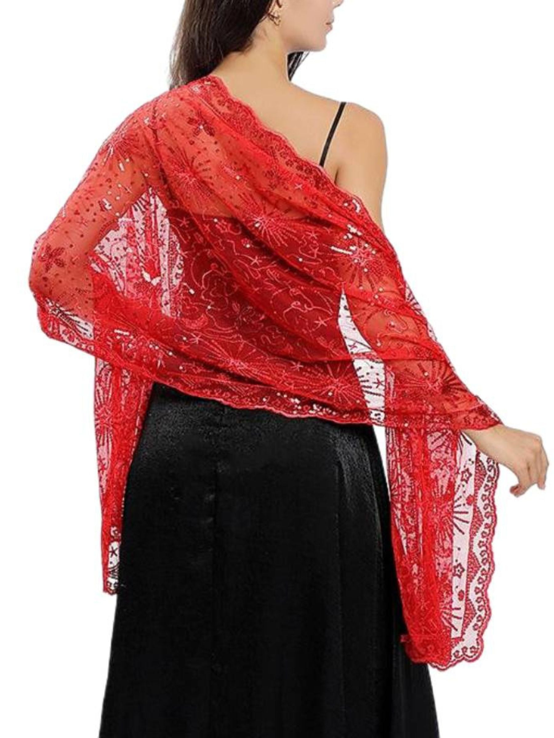 Women's Delicated Star Moon Embroidery Retro Shawl Wedding Wraps - 画像 (4)