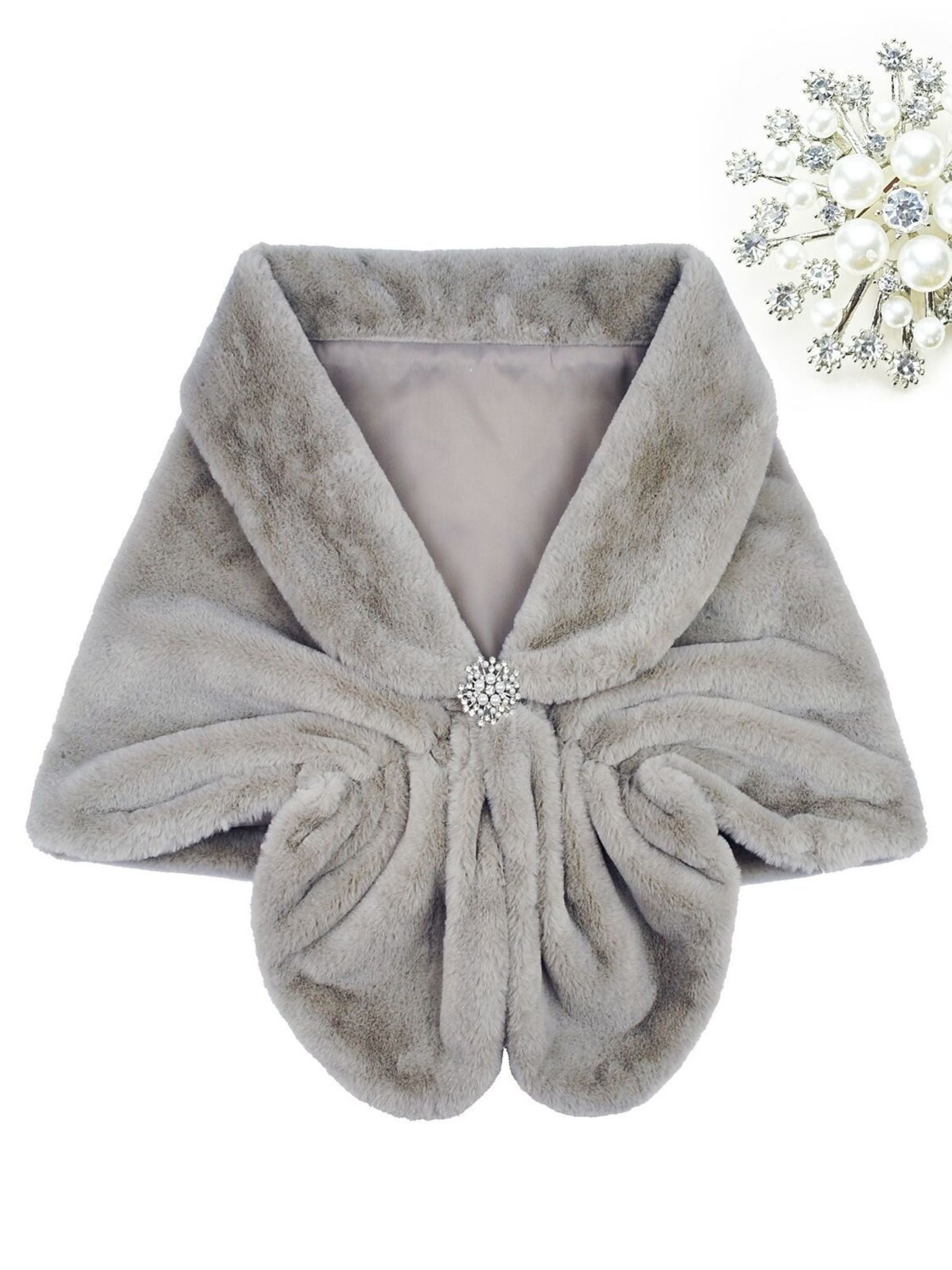Women's Wrap Warm White Faux Fur Elegant Shawl - Image 8