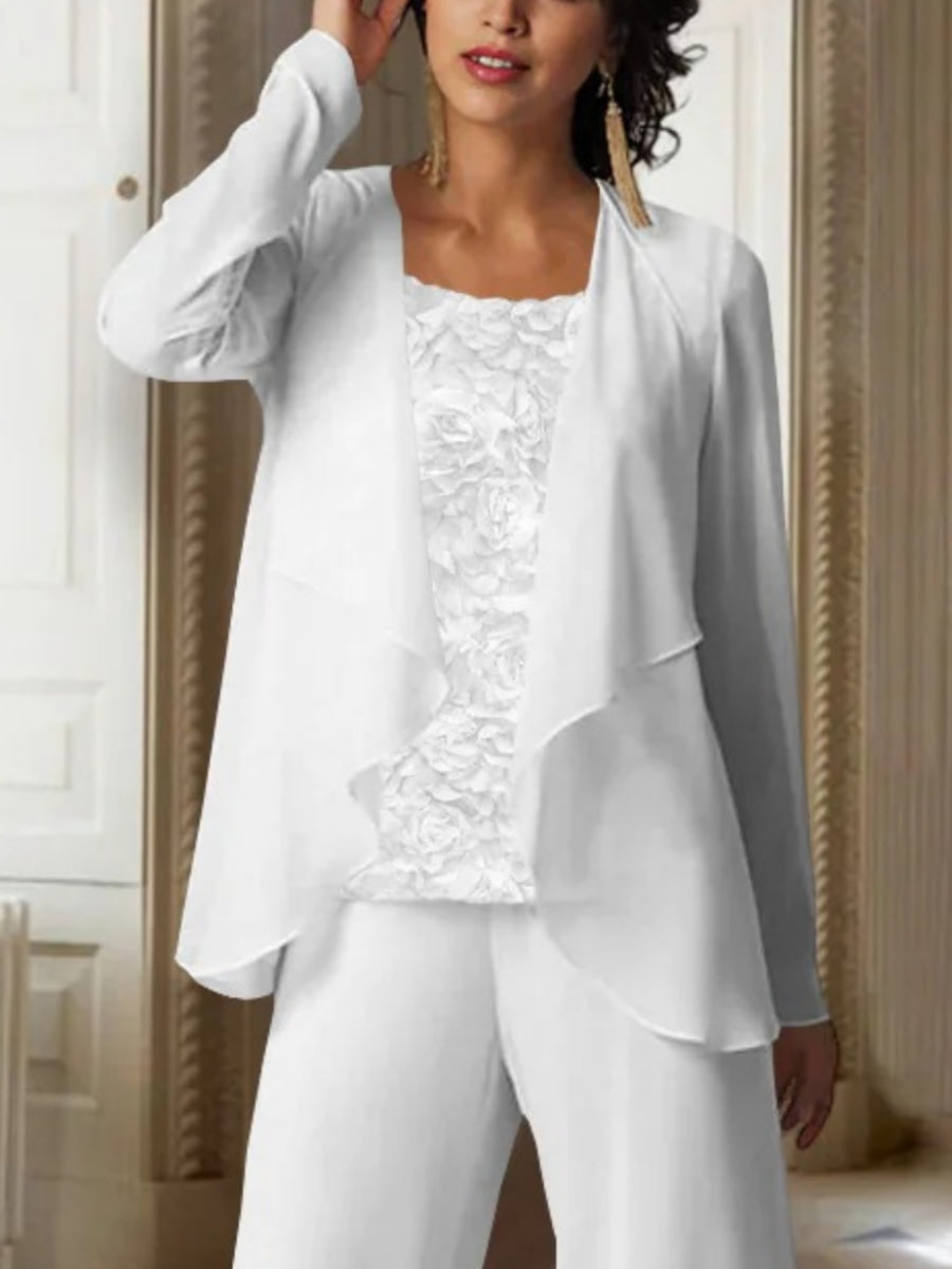 Chiffon Long Sleeves Jacket Wraps Ruffles Pure Color