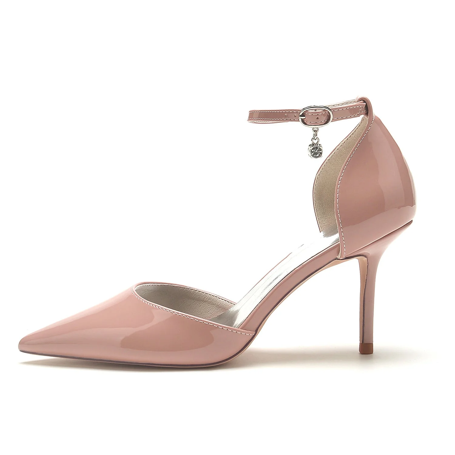 Women's Wedding Shoes Patent Leather Stiletto Pointed Toe Buckle Bridal Shoes - Image 3