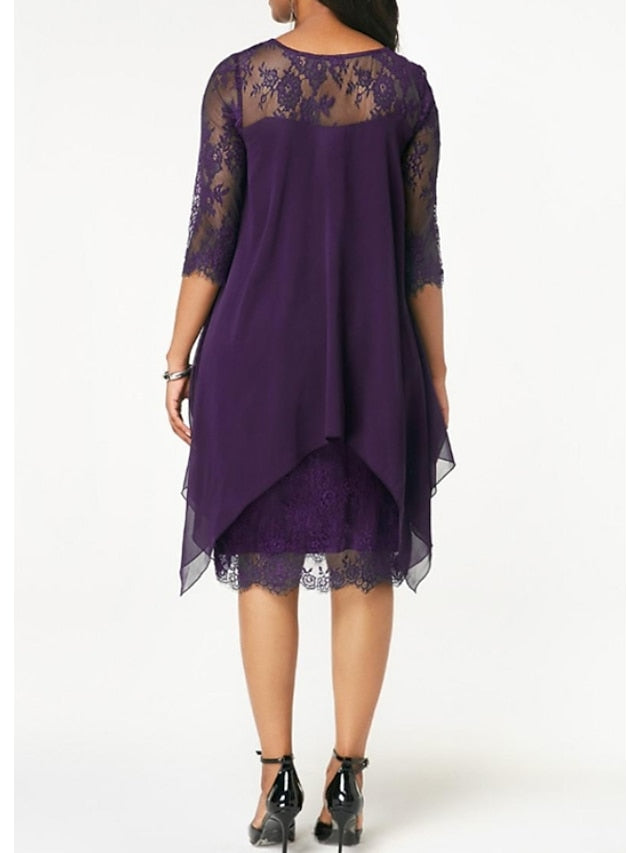 Sheath/Column Jewel Neck Knee-Length Mother of the Bride Dresses - 이미지 2