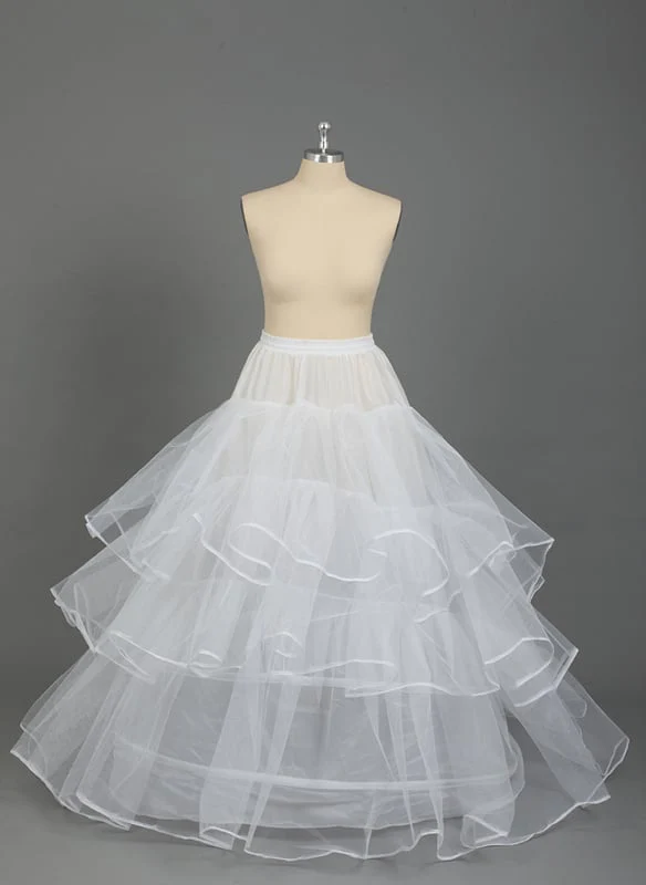 Chapel Train Nylon/Tulle Netting 3 Tiers PLUS SIZE Petticoats - 画像 (2)