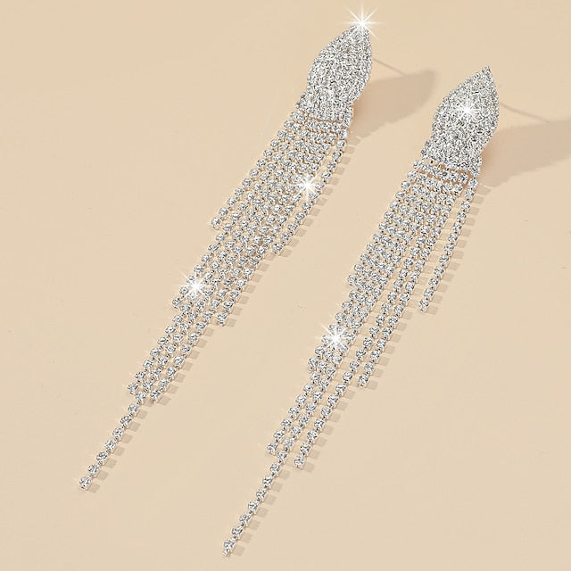 Elegant Stylish Drop Earrings Fine Jewelry Tassel Fringe - Image 3