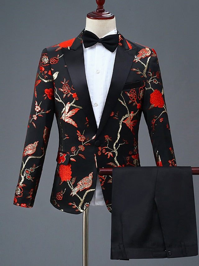 Men's Tailored Fit Single Breasted One-button 2 Pieces Homecoming Party Suits - Image 3
