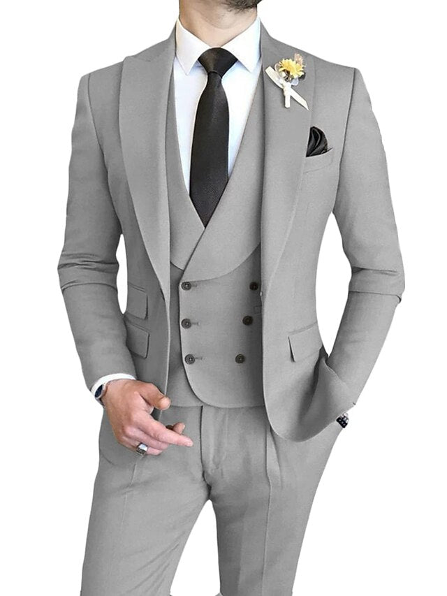 Men's Tailored Fit Single Breasted One-button 3 Pieces Wedding Suits - Image 6