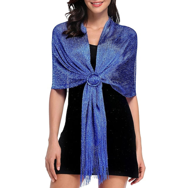 Glamorous Metallic Shawls with Tassel Wedding Guest Wraps - 이미지 4