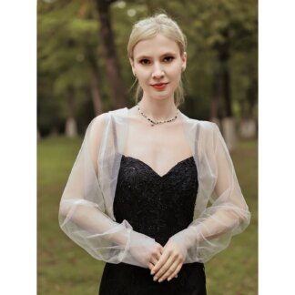 Dolman Sleeve Tulle Wedding Wraps With Pure Color For Party