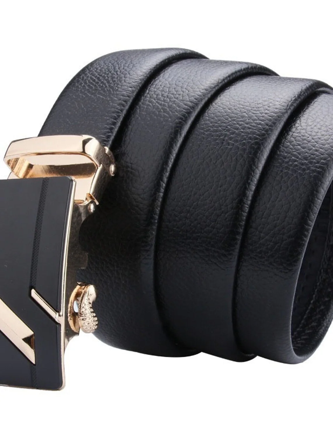 Men's Ratchet Black PU Leather Daily Wear Belt - Image 3