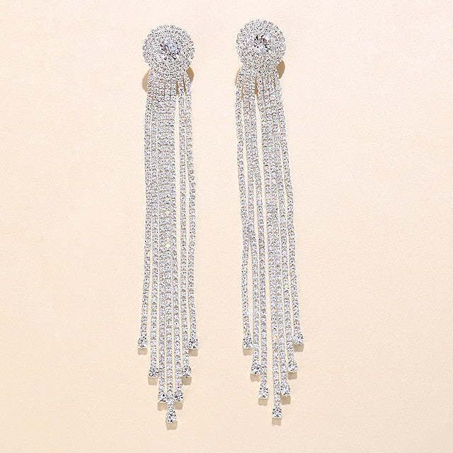 Wedding Party Hoop Earrings Tassel Fringe - 画像 (2)