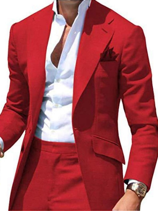 Men's Tailored Fit Single Breasted One-button 2 Pieces Wedding Suits - 画像 (5)