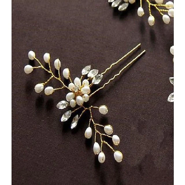Bride Hairpin Jewelry Pearl Crystal Beaded Hairpin - 이미지 3