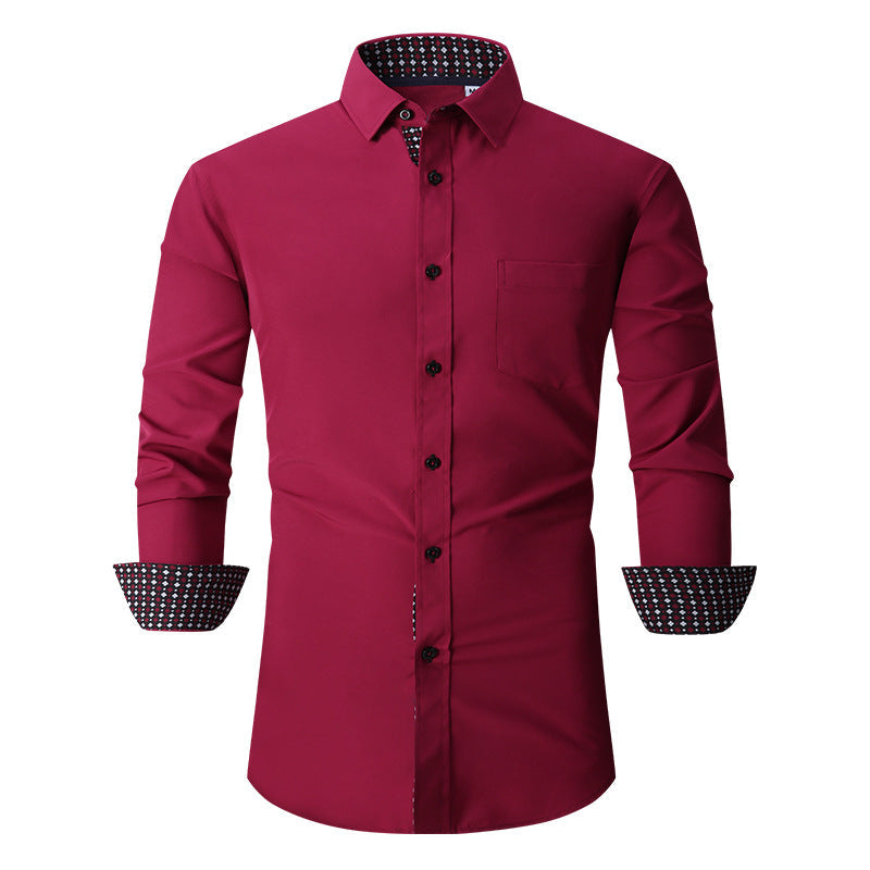 Men's Classic Long Sleeves Solid Color Shirt - 画像 (6)