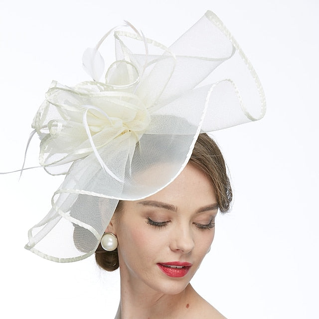 Women's Net Tea Party Special Occasion Wedding With Flowers Headpiece - Image 3